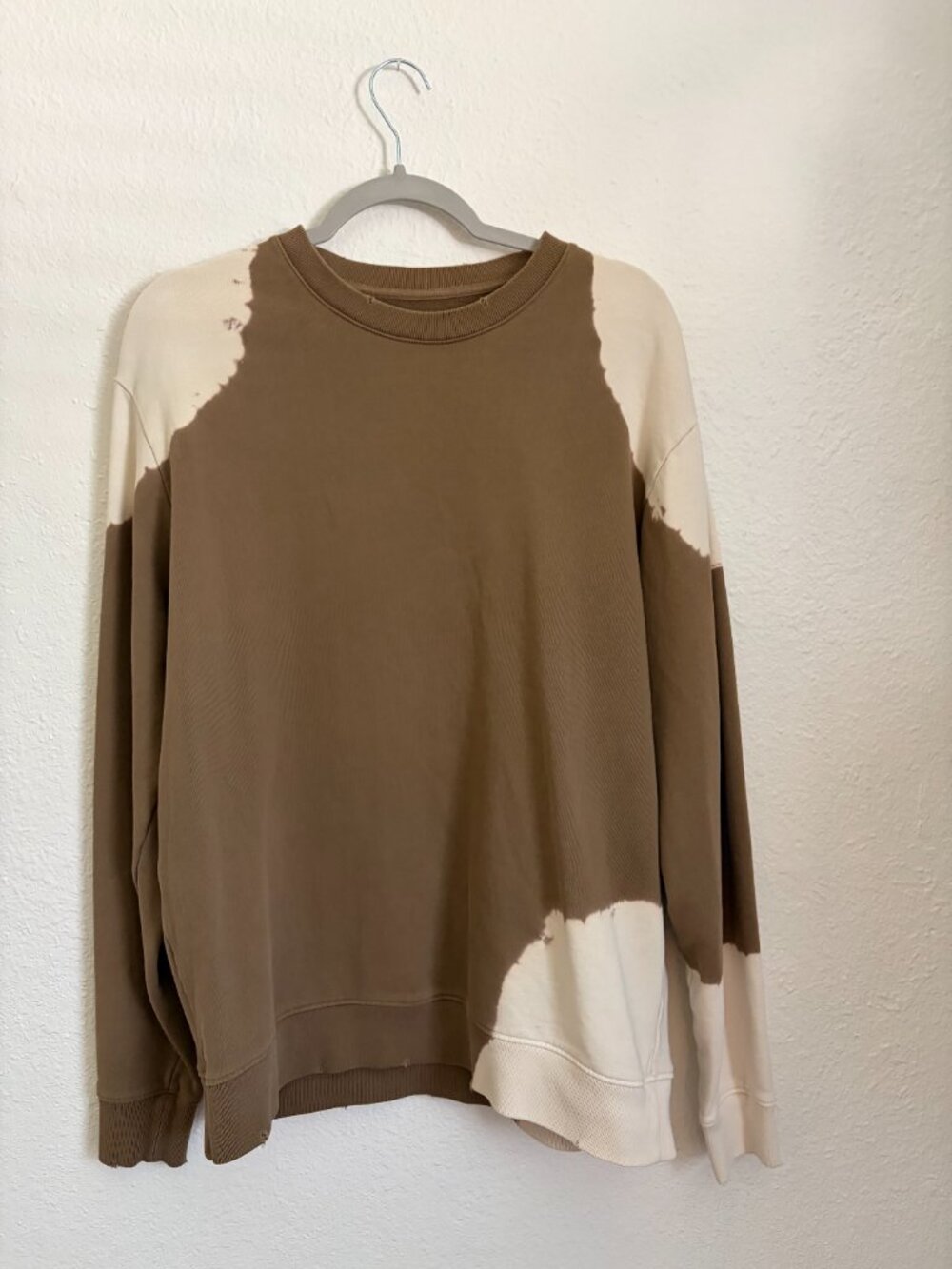 AllSaints Bleach-Dyed Sweatshirt - Olive & Cream Colorblock